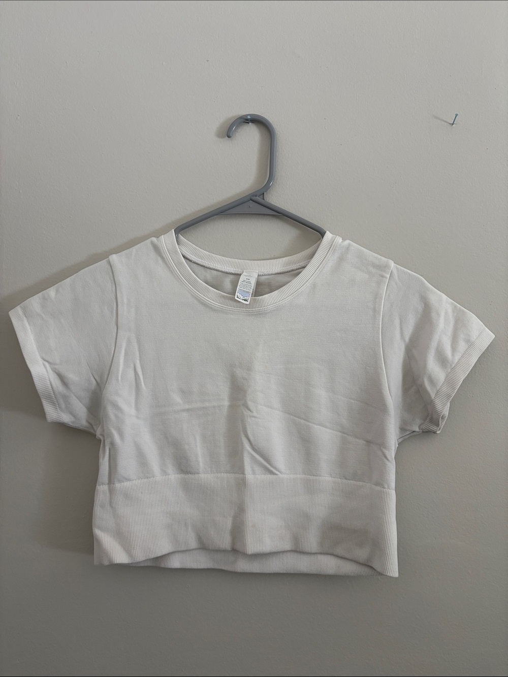 aerie White Ribbed Cropped Tee